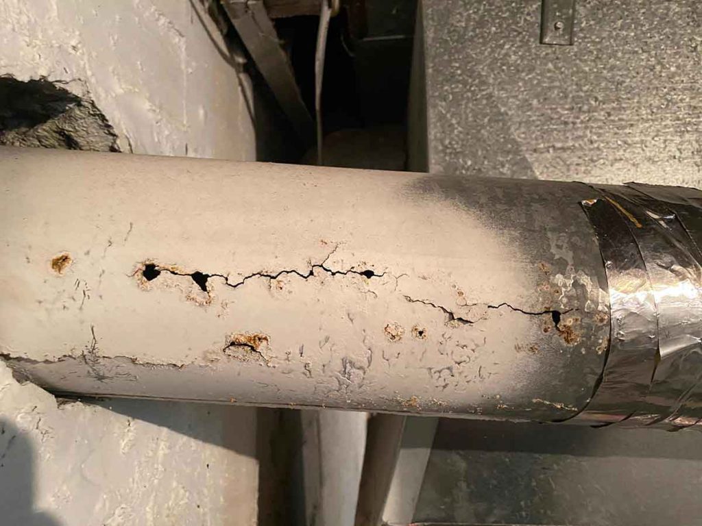 pic of a cracked furnace pipe